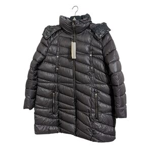 NWT Marc New York Quilted Puffer Coat Faux Fur Hood Removable Gray 2X